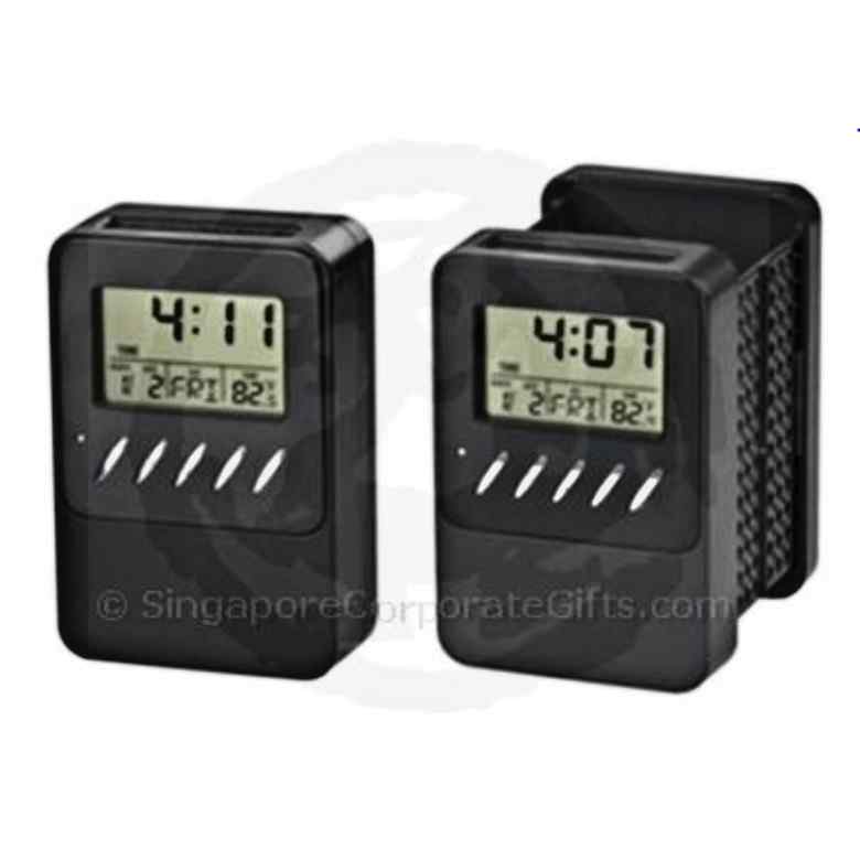 Solar Foldadble Pen Holder with Clock, Calendar and Thermometer